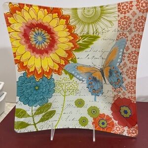 Prima Butterfly and Floral Decorative Plate